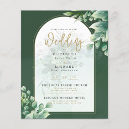 Greenery Gold FOTO Wedding Einladung BUDGET Flyer