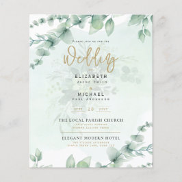 Greenery Gold FOTO Wedding Einladung BUDGET Flyer