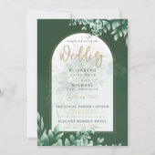 Greenery Gold FOTO Wedding LeahG Einladung (Vorderseite)