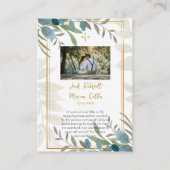 Greenery Gold Frame Orthodox Wedding Prayer Card Platzkarte (Rückseite)