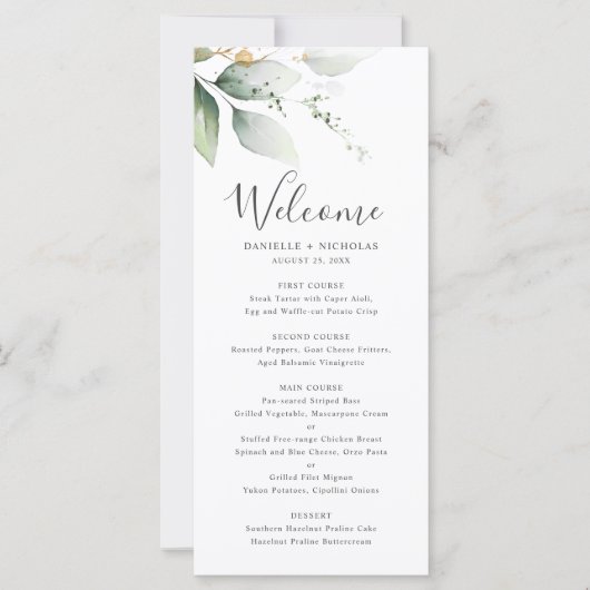 Greenery Gold Garden Wedding Program (Vorderseite)