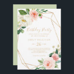 Greenery & Gold Geometric 30. Geburtstag Party Einladung<br><div class="desc">Diese geometrische Party Einladung aus Grün und Gold aus dem 30. Jahrhundert ist perfekt für eine moderne Geburtstagsfeier. Das Design besteht aus hübschen Rose in Weiß,  Rosa und Rosa,  die von Hand gestrichen wurden,  und einer Touch Grün,  vergoldeten geometrischen Rahmen,  die künstlerische Schönheit inspirierend.</div>