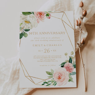 Greenery & Gold Geometric 50. Hochzeitstag Einladung