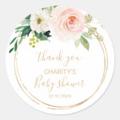 Greenery & Gold Geometric Baby Shower Vielen Dank Runder Aufkleber (Vorderseite)