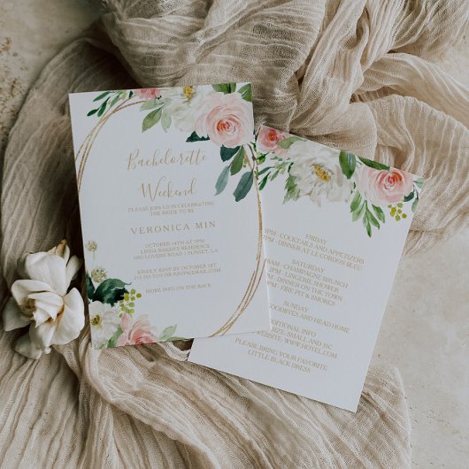 Greenery & Gold Geometric Bachelorette Wochenende Einladung