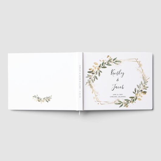 Greenery & Gold Geometric Boho Wedding Gästebuch (Voll)
