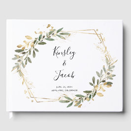 Greenery & Gold Geometric Boho Wedding Gästebuch