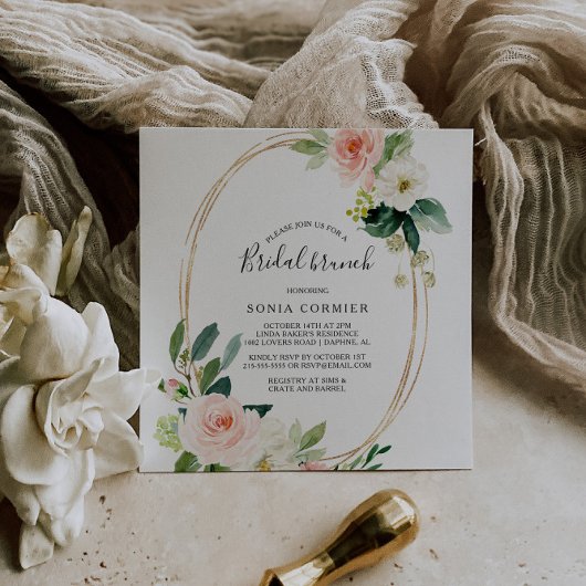 Greenery & Gold Geometric Elegant Bridal Brunch Einladung