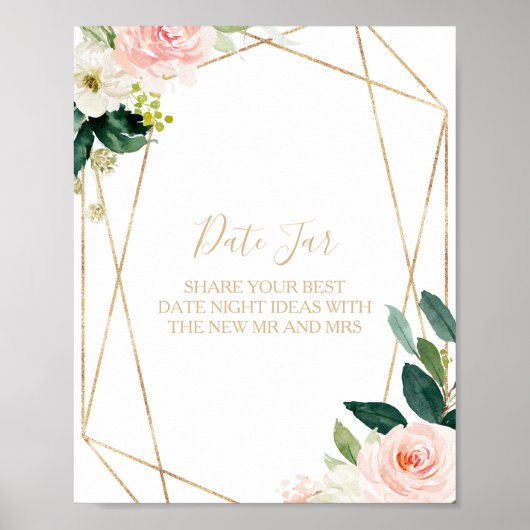 Greenery & Gold Geometric Elegant Datum Jar Sign Poster (Vorne)