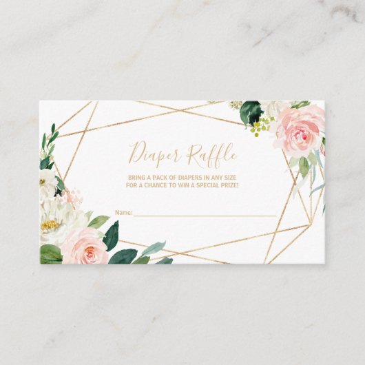 Greenery & Gold Geometric Elegant Diaper Raffle Begleitkarte (Vorderseite)
