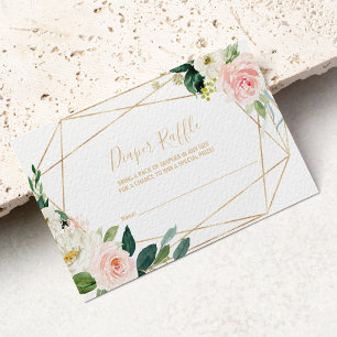 Greenery & Gold Geometric Elegant Diaper Raffle Begleitkarte