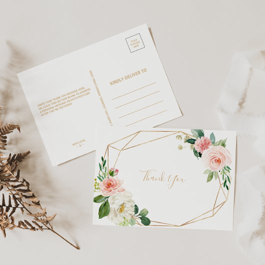 Greenery & Gold Geometric Elegant Floral Vielen Da Postkarte