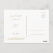 Greenery & Gold Geometric Elegant Save the Date Postkarte (Rückseite)