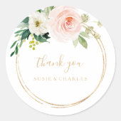 Greenery & Gold Geometric Elegant Vielen Dank Runder Aufkleber (Vorderseite)
