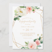 Greenery & Gold Geometric Elegante Engagement Part Einladung (Vorderseite)