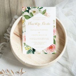 Greenery & Gold Geometric Elegante Hochzeit Einladung