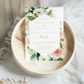 Greenery & Gold Geometric Elegante Hochzeit mit Fl Einladung