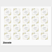 Greenery Gold Geometric Elegante Hochzeit Quadratischer Aufkleber (Blatt)