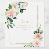 Greenery & Gold Geometric Elegante Hochzeit Weinetikett (Einzelnes Label)