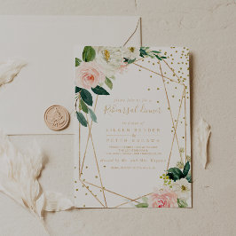 Greenery & Gold Geometric Elegante Probe Abendesse Einladung