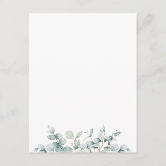 Greenery Gold Geometric Eukalyptus Wedding Begleitkarte (Rückseite)