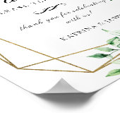 Greenery Gold Geometric Favor Wedding Sign Poster (Ecke)