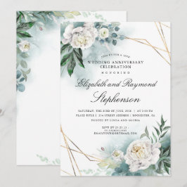 Greenery Gold Geometric Floral Wedding Jahrestag Einladung