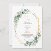 Greenery Gold Geometric Frame Einfach machen wir H Einladung (Vorderseite)