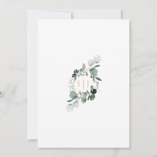 Greenery Gold Geometric Frame Simple Wedding Einladung (Rückseite)