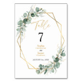 Greenery Gold Geometric Frame Simple Wedding Tischnummer (Vorderseite)