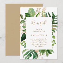 Greenery Gold Geometric Girl Tropical Baby Shower Einladung
