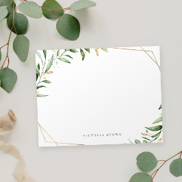 Greenery Gold Geometric Personalisiert Stationery Mitteilungskarte