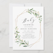 Greenery Gold Geometric Rustic Baby Shower Einladung (Vorderseite)