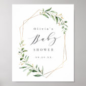 Greenery Gold Geometric Rustic Baby Shower Poster (Vorne)