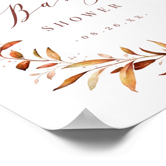 Greenery Gold Geometric Rustic Baby Shower Poster (Ecke)