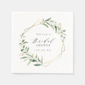 Greenery Gold Geometric Rustic Brautparty Serviette (Vorderseite)