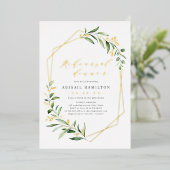 Greenery Gold Geometric Rustic Probe Dinner Folieneinladung (Stehend vorne)