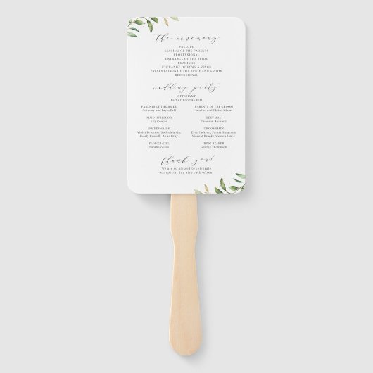 Greenery Gold Geometric Rustic Wedding Program Fächer (Rückseite)