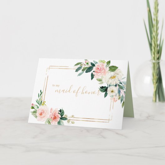 Greenery & Gold Geometric Trauzeugin Vielen Dank Dankeskarte (Vorderseite)