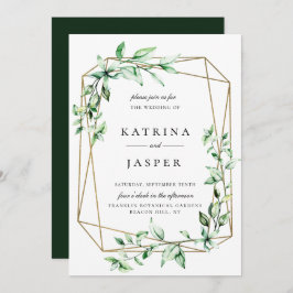 Greenery Gold Geometric Wedding Einladung
