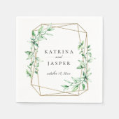 Greenery Gold Geometric Wedding Serviette (Vorderseite)