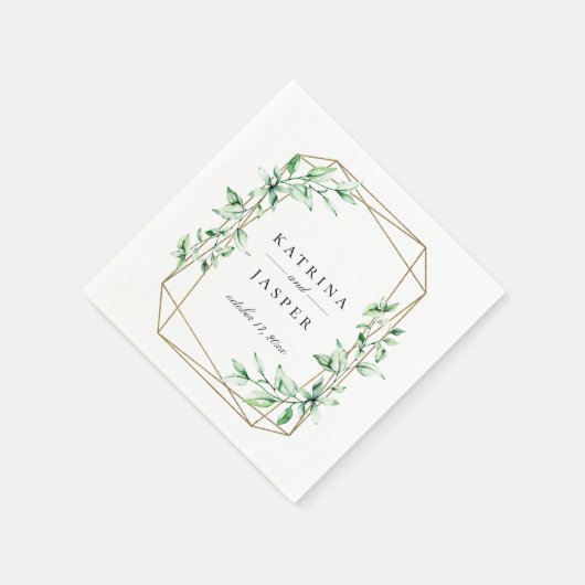 Greenery Gold Geometric Wedding Serviette (Ecke)