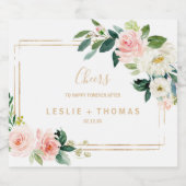 Greenery & Gold Geometric Wedding Sparkling Wine L Schaumweinetikett (Einzelnes Label)