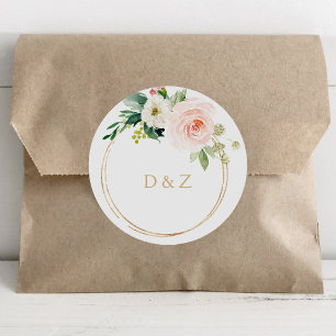 Greenery & Gold Geometric Wedding Umschlag Aufkleb Runder Aufkleber