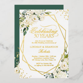 Greenery Gold Geometric zum 50. Hochzeitstag Folieneinladung