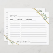 Greenery Gold geometrische Rezept Karte (Vorne/Hinten)