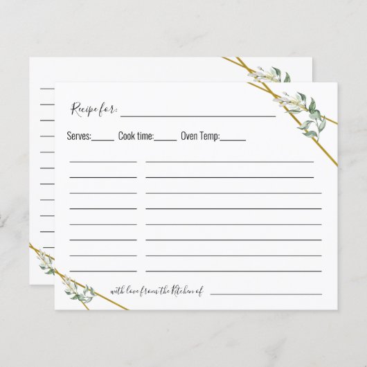 Greenery Gold geometrische Rezept Karte (Vorne/Hinten)