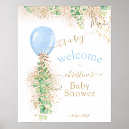 Greenery Gold Glitzer Eucalyptus Balloon Willkomme Poster