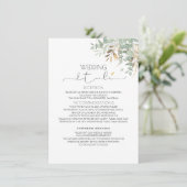 Greenery Gold Glitzer Hochzeitsinformations-Gast Begleitkarte (Stehend Vorderseite)