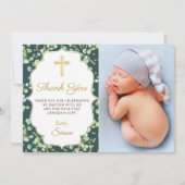 Greenery Gold Glitzer Taufe Danke Karte (Vorderseite)